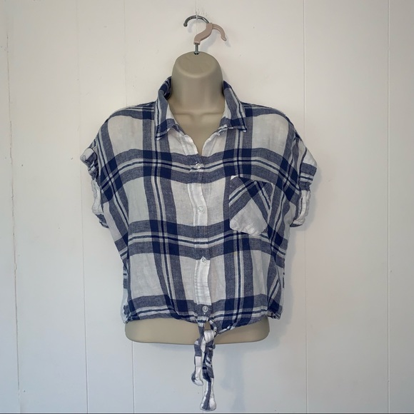Rails Amelie Lapis Coast White Top Linen Blend M - Picture 2 of 5